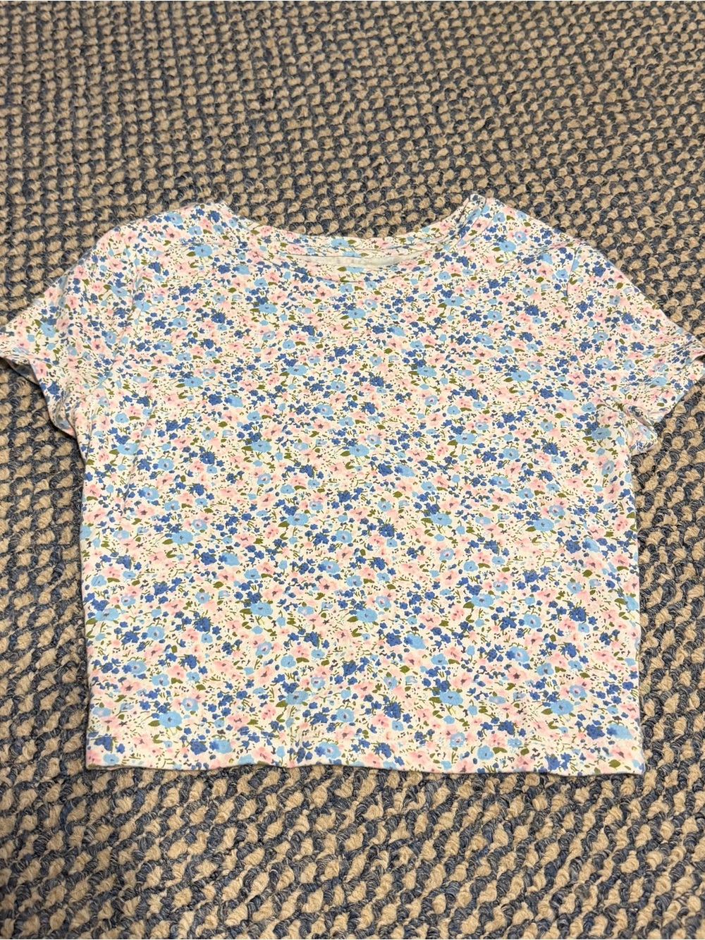 Aero Seriously Soft Floral Print Crop Tee - Pink & Blue